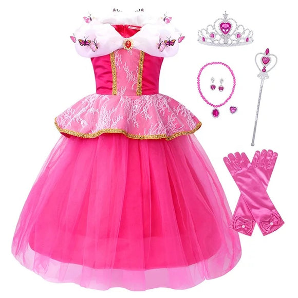 Girls Princess Aurora Costume and Accessory Set